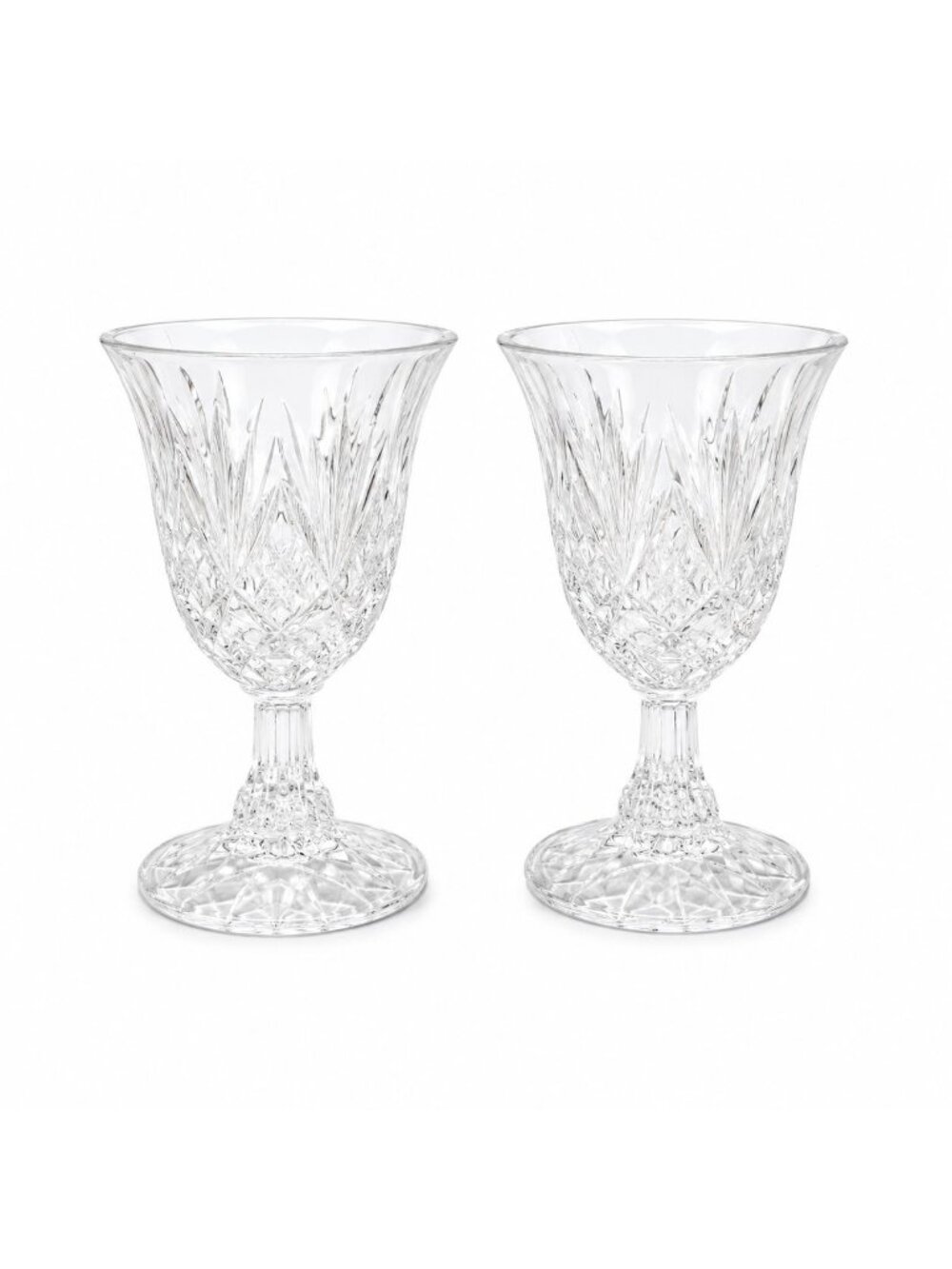 Crystal Wine Goblets Pair Vintage Godinger Lexington Lead Diamond Cut Replacemen